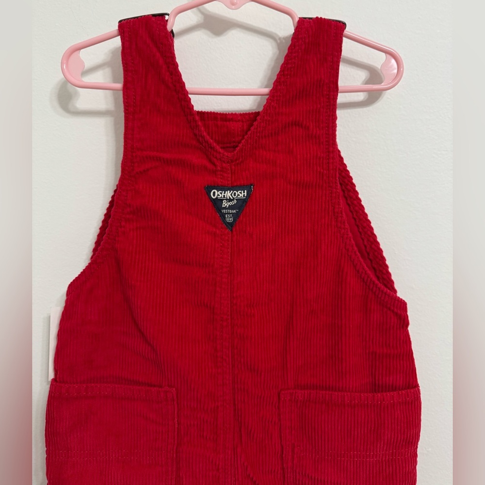 OshKosh B’gosh Red Corduroy Vestbak Overalls 5T NWT Classic Unisex Holiday - Picture 3 of 8
